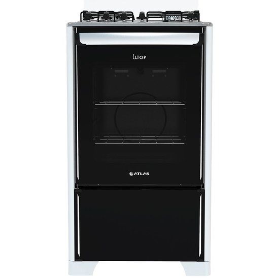 Fogão Atlas New Utop Mesa Inox 4 Bocas Branco/Preto Bivolt 300001217