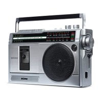 Boombox Retro Rocker ION - Toca Fita Cassete e Rádio com entradas USB e SD 110V Prata