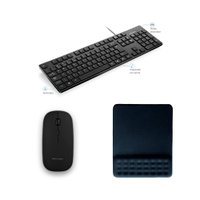 Combo Home Office - Mouse Sem Fio 2.4ghz Recarregável USB, Mouse Pad com Apoio de Pulso e Teclado Chocolate Usb ¿ MO290K