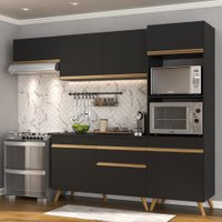 Cozinha Compacta 4 pç c/ Armário e Balcão MP3690 Veneza GB Preta