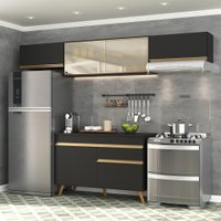 Cozinha Compacta 4 pç c/ Armário e Balcão MP3698 Veneza GB Preta