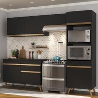 Cozinha Compacta 4 pç c/ Armário e Balcão MP3693 Veneza GB Preta
