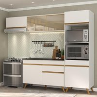 Cozinha Compacta 4 pç c/ Armário e Balcão MP3691 Veneza GW Multimóveis Branca