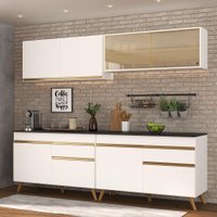 Cozinha Compacta 4 pç c/ Armário e Balcão MP3696 Veneza GW Multimóveis Branca