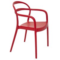 Cadeira Tramontina Sissi com Encosto Vazado em Polipropileno e Fibra de Vidro Vermelho com Braços