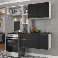 Cozinha Compacta com Armário e Balcão MP2002 Sofia Multimóveis Branca/Preta