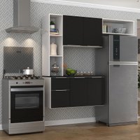 Cozinha Compacta com Armário e Balcão MP2004 Sofia Multimóveis Branca/Preta