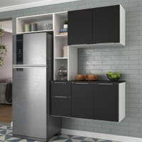 Cozinha Compacta com Armário e Balcão MP2005 Sofia Multimóveis Branca/Preta