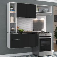 Cozinha Compacta com Armário e Balcão MP2001 Sofia Multimóveis Branca/Preta