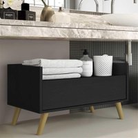 Gabinete Armário Banheiro 80 cm c/ Pés Retrô Multimóveis Preto/Natural
