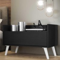 Mesa de Cabeceira 80 cm c/ Pés Retrô Multimóveis Preta/Branca