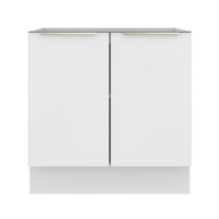 Balcão Madesa Lux 80 cm 2 Portas (Sem Tampo) - Branco/Branco Veludo