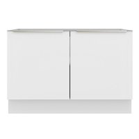 Balcão Gabinete de Pia Madesa Lux 120 cm 2 Portas (Sem Tampo) - Branco/Branco Veludo