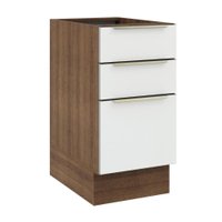 Balcão Madesa Lux 40 cm 3 Gavetas (Sem Tampo) - Rustic/Branco Veludo