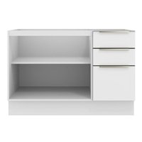 Balcão Gabinete de Pia Madesa Lux 120 cm 2 Portas 3 Gavetas (Sem Tampo) - Branco/Branco Veludo