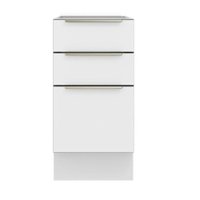 Balcão Madesa Lux 40 cm 3 Gavetas (Sem Tampo) - Branco/Branco Veludo