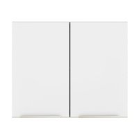 Armário Aéreo Madesa Lux 80 cm 2 Portas - Branco/Branco Veludo