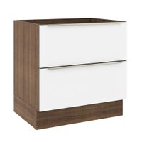 Balcão Madesa Lux 80 cm 2 Gavetas (Sem Tampo) - Rustic/Branco Veludo