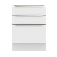 Balcão Madesa Lux 60 cm 3 Gavetas (Sem Tampo) - Branco/Branco Veludo