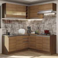 Cozinha Completa de Canto Madesa Glamy 349001 com Armário e Balcão (Sem Tampo e Pia) - Rustic