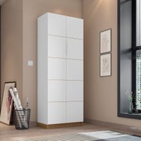 Armário Caemmun Alto Cubic Office 2 Portas - Branco Tx/Louro Freijo