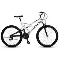 Bicicleta Colli Aro 26 GPS Dupla Suspensão 21 Marchas Freios V-Brake Aço Carbono - Branco