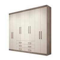 Guarda Roupa Casal Master 8 Portas 6 Gavetas Santos Andirá - Castanho/Off White