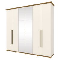 Guarda Roupa Henn 6 Portas 6 Gavetas Libano com Espelho - Off White com Nature