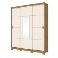 Guarda-Roupa Casal D210 Silver com 3 Portas Deslizantes e 2 Gavetas Henn D210-10 - Rustico com Off White