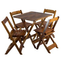 Conjunto de Mesa Mel 70x70 cm 4 Cadeiras Tampo Teca Maplan