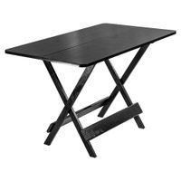 Mesa de Madeira Dobrável 120x70 cm Preta Tampo Teca Maplan