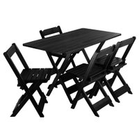 Conjunto de Mesa Preta 120x70 cm 4 Cadeiras Tampo Teca Maplan