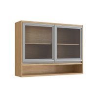 Armário Aéreo Casamia Paris 2 Portas e 2 Vidros - Louro Freijo/Off White
