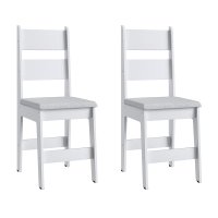 Conjunto 2 Cadeiras Em Mdf E Tecido Material Sintético 903 - Branco