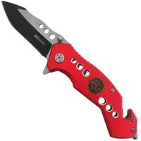 Canivete Tático Aço Inox 420 Brook NTK Canivete Dobrável Corta Cinto Quebra Vidro Vermelho