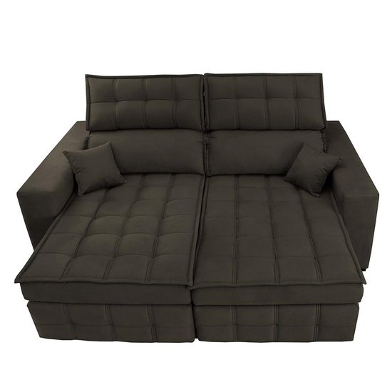 Sofá Retrátil e Reclinável 1,80m Molas Ensacadas e Costura Tripla Cama inBox Nobre Suede Café