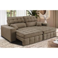 Sofá Retrátil e Reclinável 2,00m Molas Ensacadas e Costura Tripla Cama inBox Nobre Suede Cinza