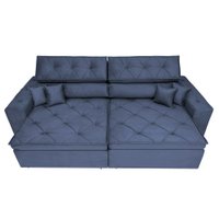 Sofá Retrátil e Reclinável 2,12m com Molas Cama inBox Estilo Suede Velusoft Azul