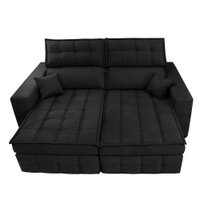 Sofá Retrátil e Reclinável 2,20m Molas Ensacadas e Costura Tripla Cama inBox Nobre Suede Preto