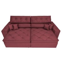 Sofá Retrátil e Reclinável 2,12m com Molas Cama inBox Estilo Suede Velusoft Vinho