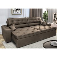 Sofá Retrátil e Reclinável 2,32m com Molas Cama inBox Estilo Suede Velusoft Café