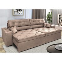 Sofá Retrátil e Reclinável 2,32m com Molas Cama inBox Estilo Suede Velusoft Castor