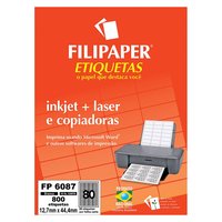 Etiqueta FP 6087 Inkjet+Laser, 12,7 X 44,4 mm, 800 Etiquetas, 10 Folhas, Filipaper - 04428