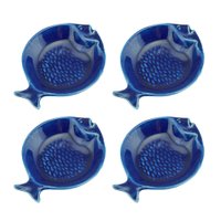 Conjunto de 4 pratos de cerâmica Peixe Ocean 14 cm x 11 cm - Azul