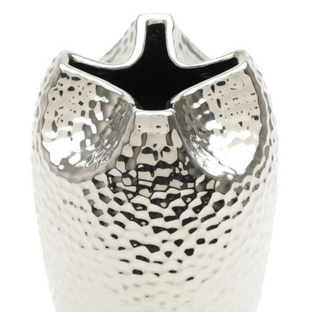 Vaso decorativo cerâmica prateado 14x25cm