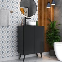 Gabinete Banheiro 2 Portas Retrô 63cm Multimóveis MP5006 Preto