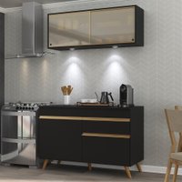 Cozinha Compacta 2 peças com Leds MP2013 Veneza Up Multimóveis Preta