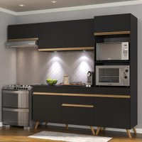 Cozinha Compacta 4 peças com Leds MP2015 Veneza Up Multimóveis Preta