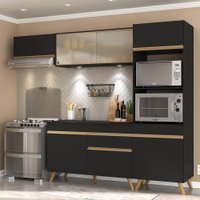 Cozinha Compacta 4 peças com Leds MP2016 Veneza Up Multimóveis Preta