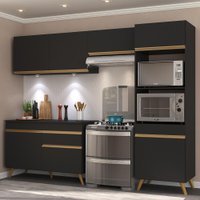 Cozinha Compacta 4 peças com Leds MP2018 Veneza Up Multimóveis Preta